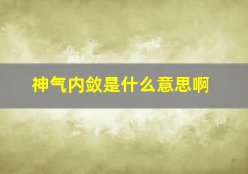 神气内敛是什么意思啊