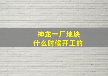 神龙一厂地块什么时候开工的