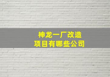 神龙一厂改造项目有哪些公司