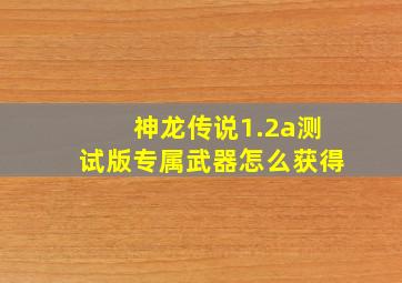 神龙传说1.2a测试版专属武器怎么获得