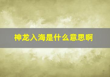 神龙入海是什么意思啊