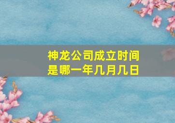 神龙公司成立时间是哪一年几月几日