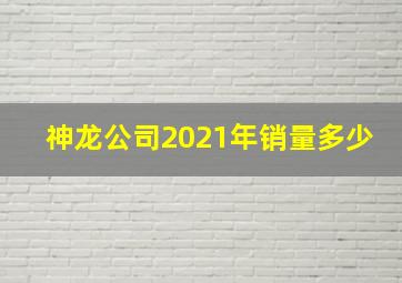 神龙公司2021年销量多少