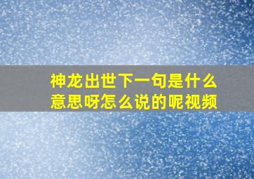 神龙出世下一句是什么意思呀怎么说的呢视频