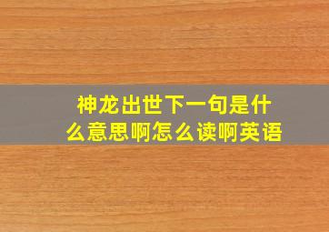 神龙出世下一句是什么意思啊怎么读啊英语