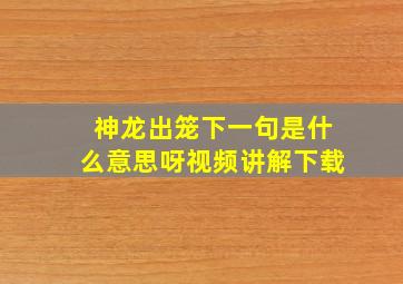 神龙出笼下一句是什么意思呀视频讲解下载