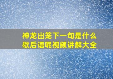 神龙出笼下一句是什么歇后语呢视频讲解大全