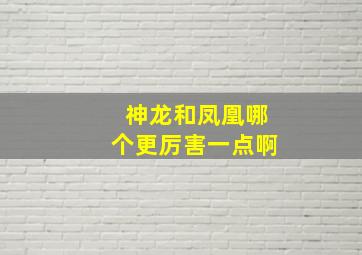 神龙和凤凰哪个更厉害一点啊