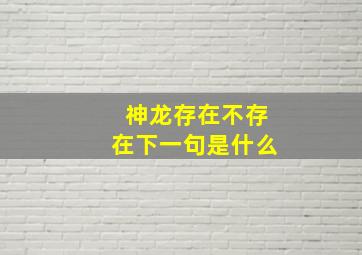 神龙存在不存在下一句是什么