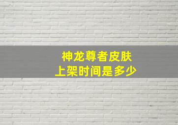 神龙尊者皮肤上架时间是多少