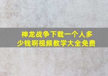 神龙战争下载一个人多少钱啊视频教学大全免费