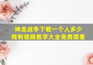 神龙战争下载一个人多少钱啊视频教学大全免费观看