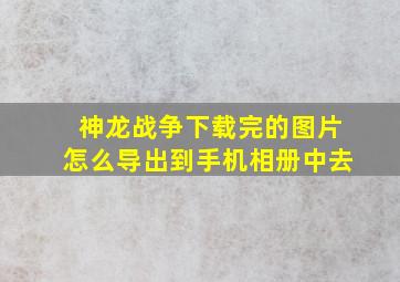 神龙战争下载完的图片怎么导出到手机相册中去