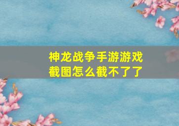 神龙战争手游游戏截图怎么截不了了