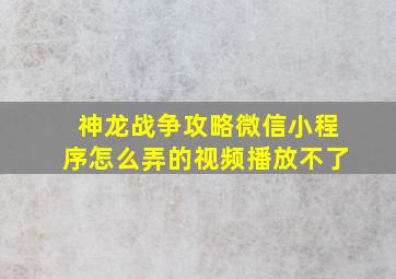 神龙战争攻略微信小程序怎么弄的视频播放不了