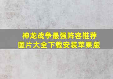 神龙战争最强阵容推荐图片大全下载安装苹果版