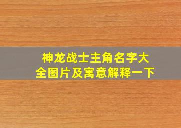 神龙战士主角名字大全图片及寓意解释一下