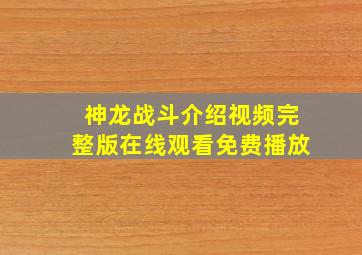 神龙战斗介绍视频完整版在线观看免费播放