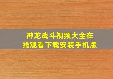 神龙战斗视频大全在线观看下载安装手机版