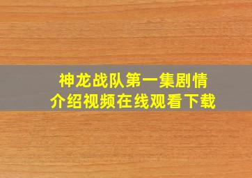 神龙战队第一集剧情介绍视频在线观看下载