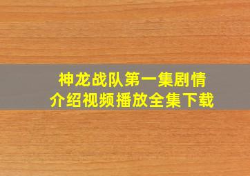 神龙战队第一集剧情介绍视频播放全集下载