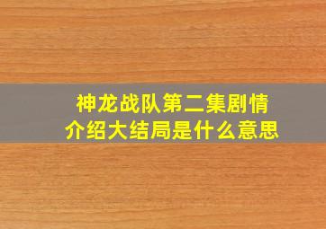 神龙战队第二集剧情介绍大结局是什么意思