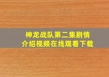 神龙战队第二集剧情介绍视频在线观看下载