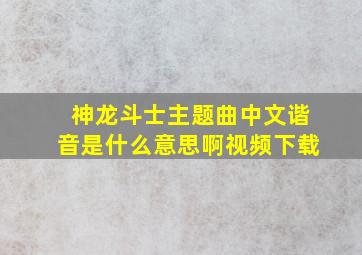 神龙斗士主题曲中文谐音是什么意思啊视频下载