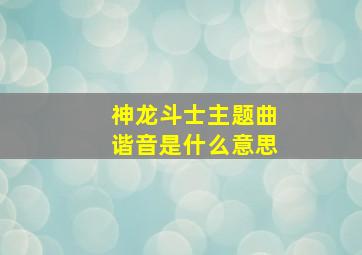 神龙斗士主题曲谐音是什么意思