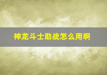 神龙斗士助战怎么用啊