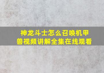 神龙斗士怎么召唤机甲兽视频讲解全集在线观看