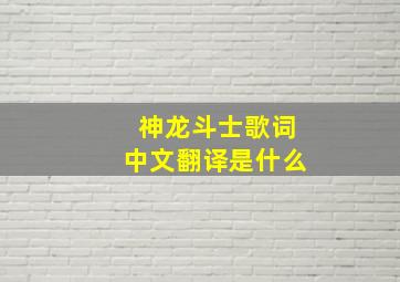 神龙斗士歌词中文翻译是什么