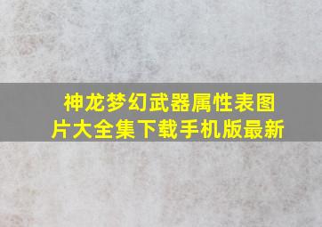 神龙梦幻武器属性表图片大全集下载手机版最新