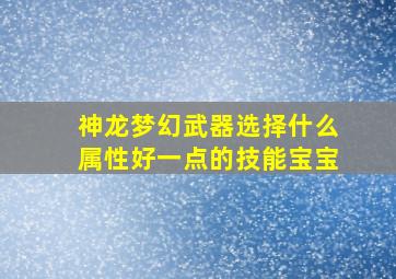 神龙梦幻武器选择什么属性好一点的技能宝宝