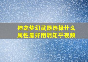 神龙梦幻武器选择什么属性最好用呢知乎视频