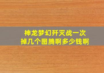 神龙梦幻歼灭战一次掉几个图腾啊多少钱啊