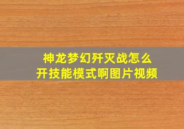 神龙梦幻歼灭战怎么开技能模式啊图片视频