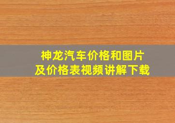 神龙汽车价格和图片及价格表视频讲解下载