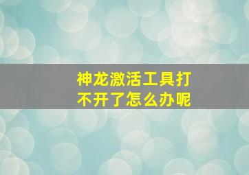 神龙激活工具打不开了怎么办呢