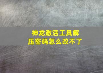 神龙激活工具解压密码怎么改不了