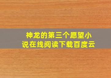 神龙的第三个愿望小说在线阅读下载百度云