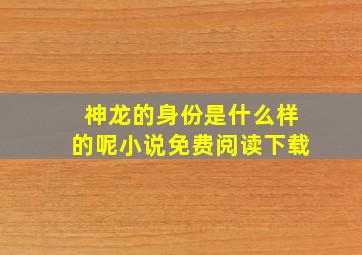 神龙的身份是什么样的呢小说免费阅读下载