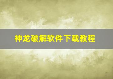 神龙破解软件下载教程