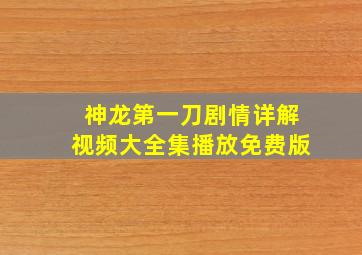 神龙第一刀剧情详解视频大全集播放免费版