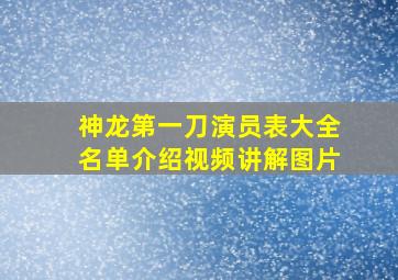 神龙第一刀演员表大全名单介绍视频讲解图片