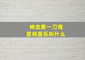 神龙第一刀背景纯音乐叫什么