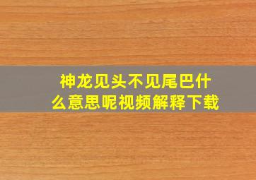 神龙见头不见尾巴什么意思呢视频解释下载