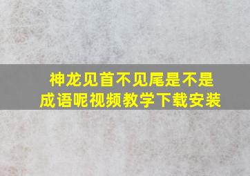 神龙见首不见尾是不是成语呢视频教学下载安装