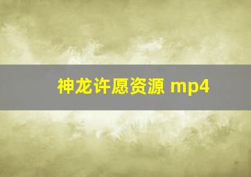 神龙许愿资源 mp4