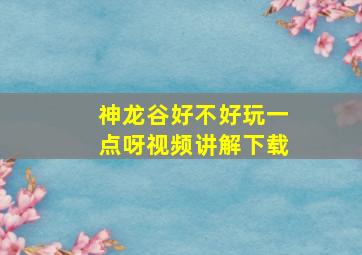 神龙谷好不好玩一点呀视频讲解下载